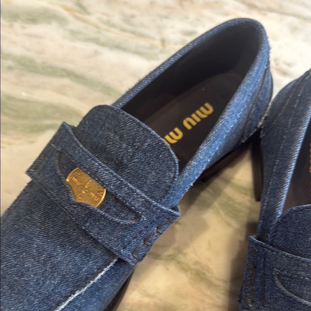 Miu Miu Blue denim Casual Slip-On Loafers - Picture 2 of 5